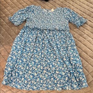 Crew cuts Blue Floral Smocked Waist Kids Dress